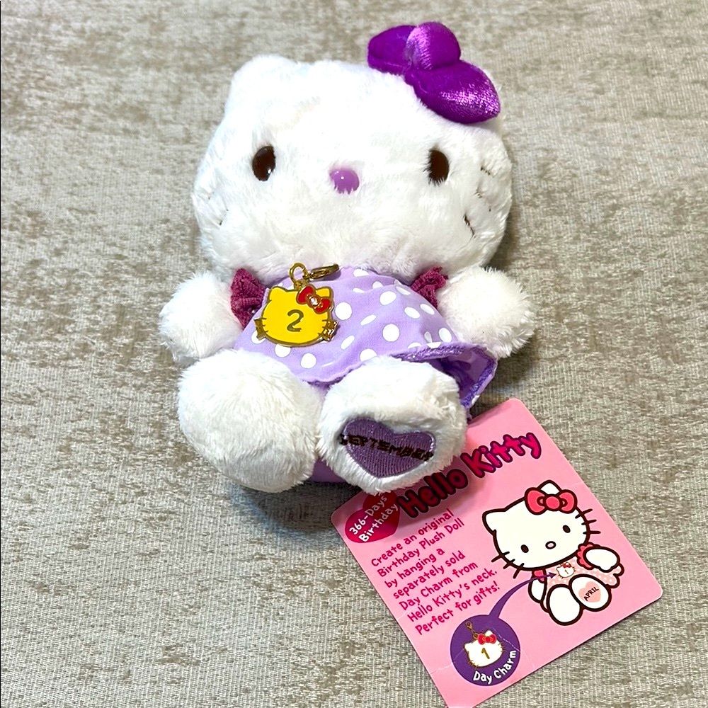 Rare Vintage Hello Kitty Plush Message Doll with Purple Bow.  New With Tags